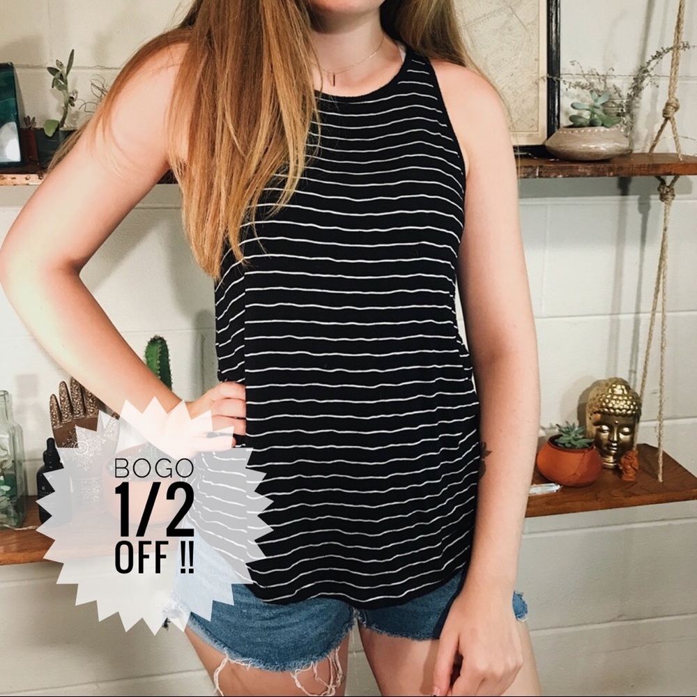 DONATING SOON black & white striped tank